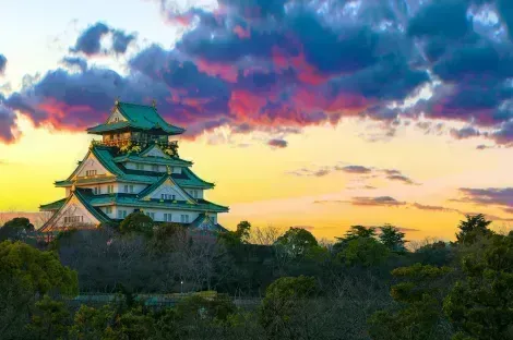 El castillo de Osaka está rodeado por un parque lleno de cerezos y ciruelos
