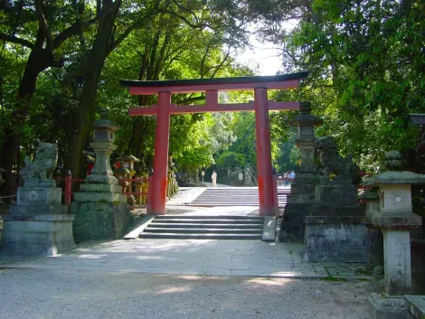 El torii a la entrada del santuario Kasuga Taisha.