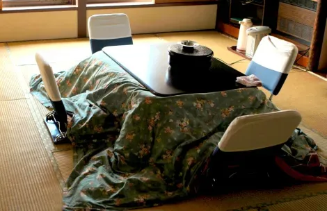 The kotatsu, a low table to eat warm in the cool winters.