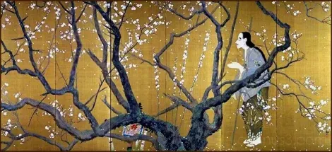 &quot;Yoroboshi&quot; (detail, 1915), famous painting by the Japanese artist Kanzan Shimomura.