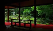 El verdísimo jardín del Sanzen-in.