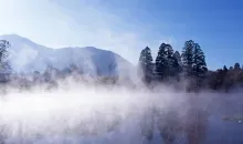 Kinrin-ko lake, the smoking waters