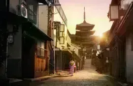 Arrival in Japan - Kyoto and Yasaka Pagoda at rising sun