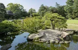 Korakuen Garden, einer der drei schönsten japanischen Gärten, zusammen mit Okayama Castle