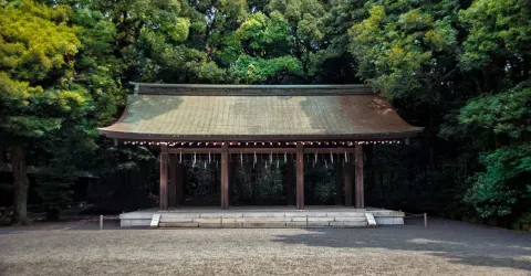 En plein cœur de la capitale, le sanctuaire Meiji-jingu semble loin du centre ville.
